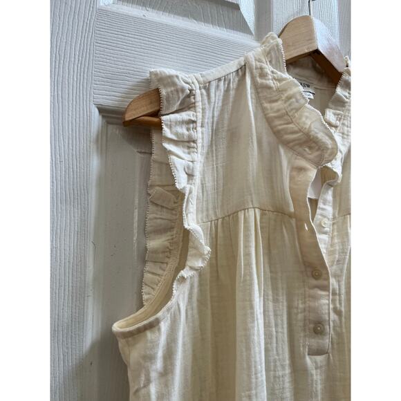J Crew Factory New Cotton Ivory Gauze Ruffle Trim Sleeveless Top Medium - Picture 8 of 14